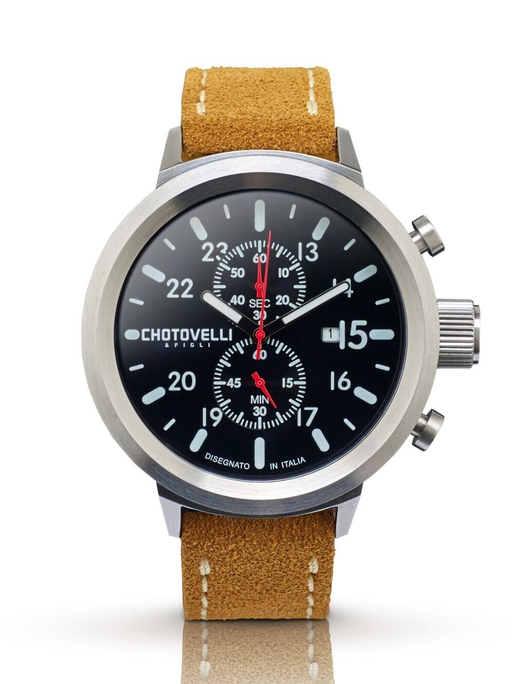 Chotovelli 747-12 Big Pilot50mm Japan Miyota Quartz 10ATM